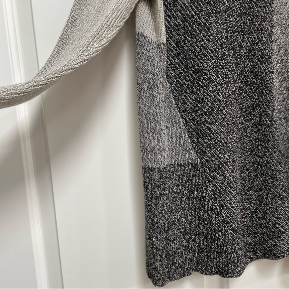 NWOT Eileen Fisher Wool Organic Linen Open Cardigan Sweater Colorblock Gray - Picture 11 of 16